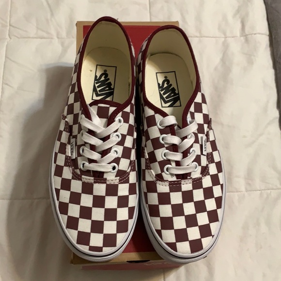 Vans Authentic Checkerboard/Maroon Men’s 6.0 Women’s 7.5 - Picture 1 of 2